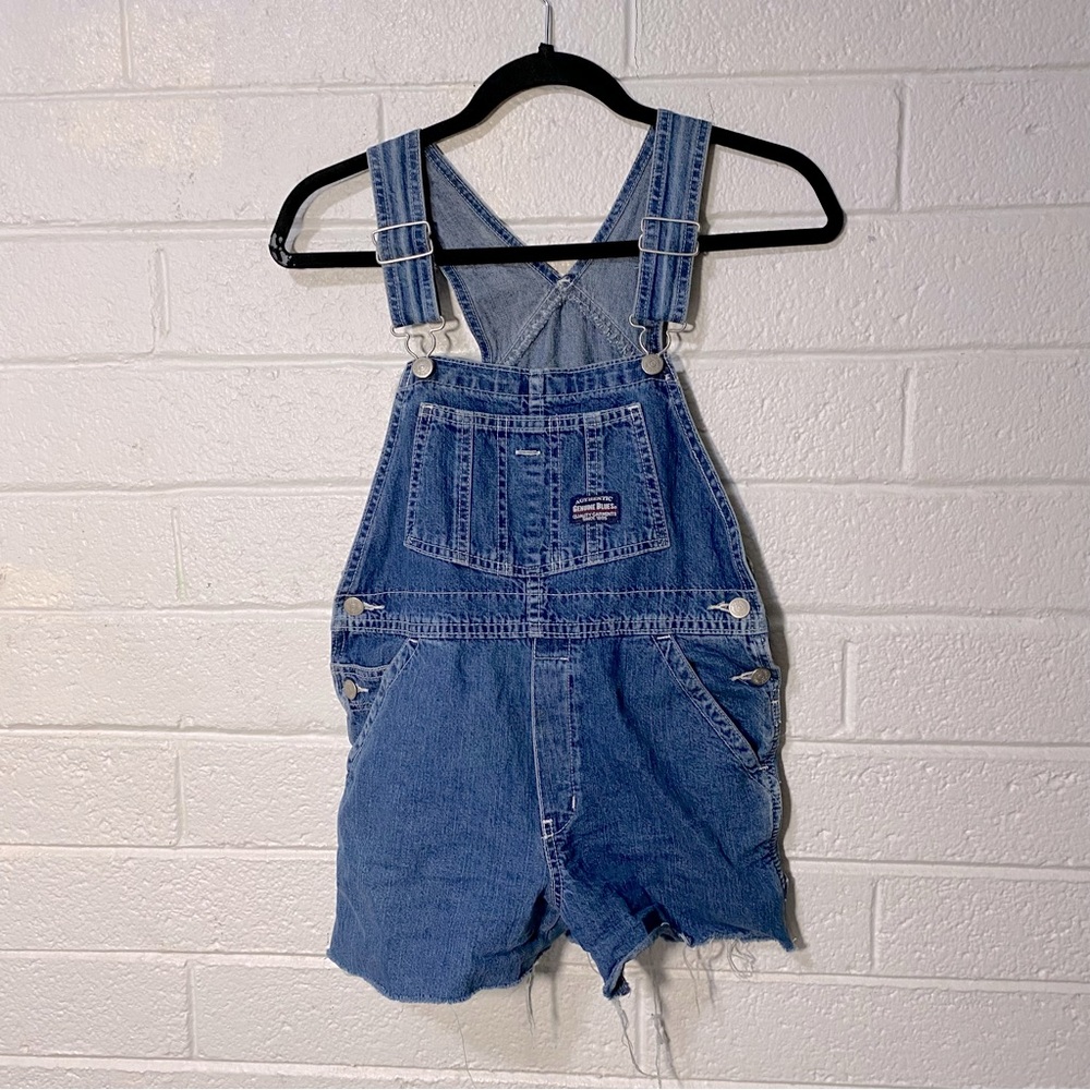OSH KOSH Adult Women’s Vintage Overalls Cutoff Denim Jean Shorts Bib Jumper